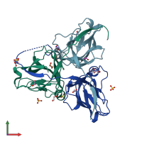 PDB entry 3mbq coloured by chain, front view.