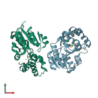 PDB entry 3mc1 coloured by chain, front view.