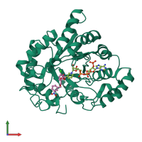 PDB entry 3mc5 coloured by chain, front view.