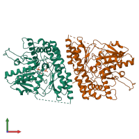 PDB entry 3mc6 coloured by chain, front view.