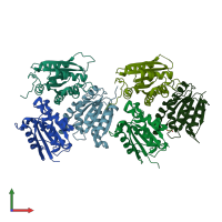 PDB entry 3mcj coloured by chain, front view.