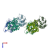 PDB entry 3mcj coloured by chain, top view.