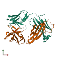 PDB entry 3mcl coloured by chain, front view.