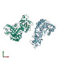 PDB entry 3mco coloured by chain, front view.