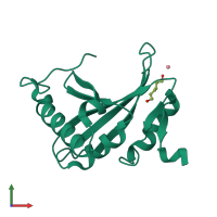 PDB entry 3mcr coloured by chain, front view.