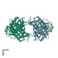PDB entry 3mcs coloured by chain, top view.