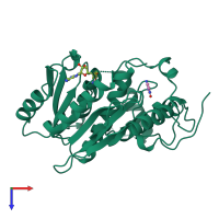 PDB entry 3mct coloured by chain, top view.