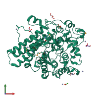 PDB entry 3mcx coloured by chain, front view.