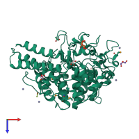 PDB entry 3mcx coloured by chain, top view.