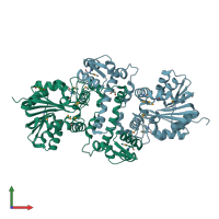 PDB entry 3mcz coloured by chain, front view.