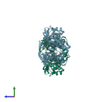 PDB entry 3mcz coloured by chain, side view.