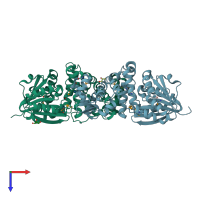 PDB entry 3mcz coloured by chain, top view.