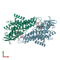 PDB entry 3mde coloured by chain, front view.