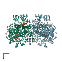 PDB entry 3mdl coloured by chain, top view.