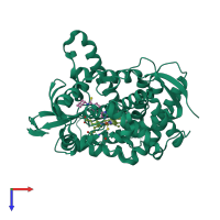 PDB entry 3mdm coloured by chain, top view.