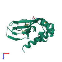 PDB entry 3mdp coloured by chain, top view.