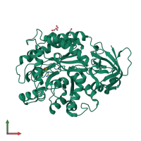 PDB entry 3mdu coloured by chain, front view.