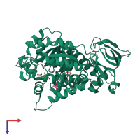 PDB entry 3mdu coloured by chain, top view.