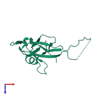 PDB entry 3mdx coloured by chain, top view.