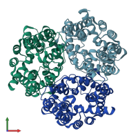 PDB entry 3me1 coloured by chain, front view.