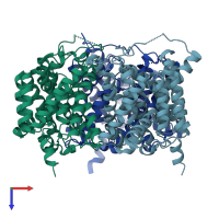 PDB entry 3me1 coloured by chain, top view.