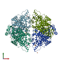 PDB entry 3me3 coloured by chain, front view.