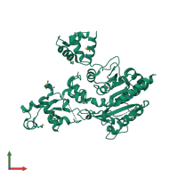 PDB entry 3me5 coloured by chain, front view.