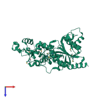 PDB entry 3me5 coloured by chain, top view.