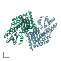 PDB entry 3meb coloured by chain, front view.