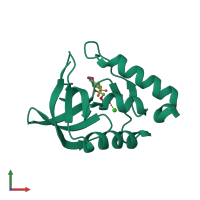 PDB entry 3meh coloured by chain, front view.