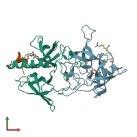 PDB entry 3met coloured by chain, front view.