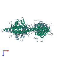 PDB entry 3mf0 coloured by chain, top view.