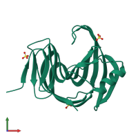 PDB entry 3mf9 coloured by chain, front view.