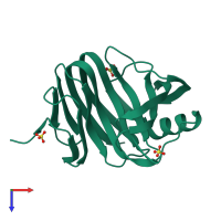 PDB entry 3mf9 coloured by chain, top view.