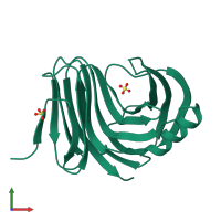 PDB entry 3mfc coloured by chain, front view.