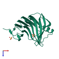 PDB entry 3mfc coloured by chain, top view.