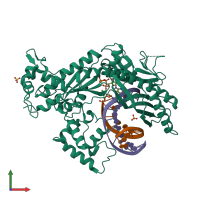PDB entry 3mfh coloured by chain, front view.