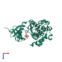 PDB entry 3mfs coloured by chain, top view.