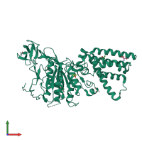 PDB entry 3mfy coloured by chain, front view.