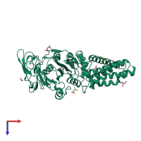 PDB entry 3mfy coloured by chain, top view.