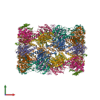 Hetero 28-meric assembly 1 of PDB entry 3mg0 coloured by chemically distinct molecules, front view.