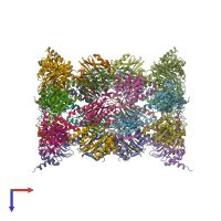 PDB entry 3mg8 coloured by chain, top view.