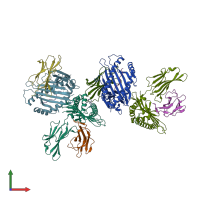PDB entry 3mgo coloured by chain, front view.