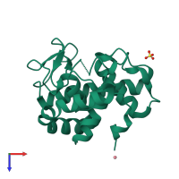 PDB entry 3mgw coloured by chain, top view.