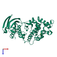 PDB entry 3mh1 coloured by chain, top view.