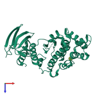 PDB entry 3mh2 coloured by chain, top view.