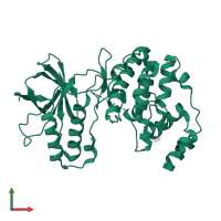 Mitogen-activated protein kinase 14 in PDB entry 3mh3, assembly 1, front view.