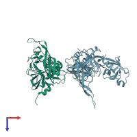 PDB entry 3mh4 coloured by chain, top view.