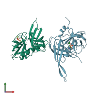 PDB entry 3mh5 coloured by chain, front view.