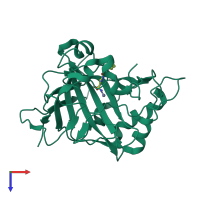 PDB entry 3mhc coloured by chain, top view.